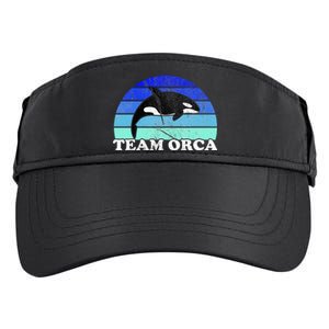 Team Orca Whale Orcas Sea Ocean Retro Sunset Adult Drive Performance Visor