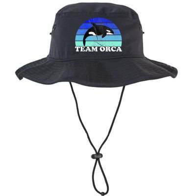 Team Orca Whale Orcas Sea Ocean Retro Sunset Bucket Hat