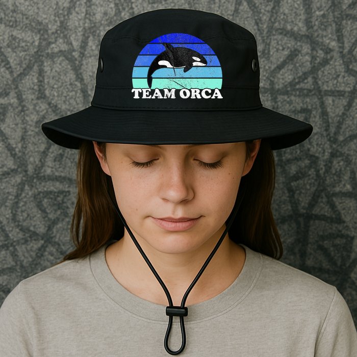 Team Orca Whale Orcas Sea Ocean Retro Sunset Bucket Hat