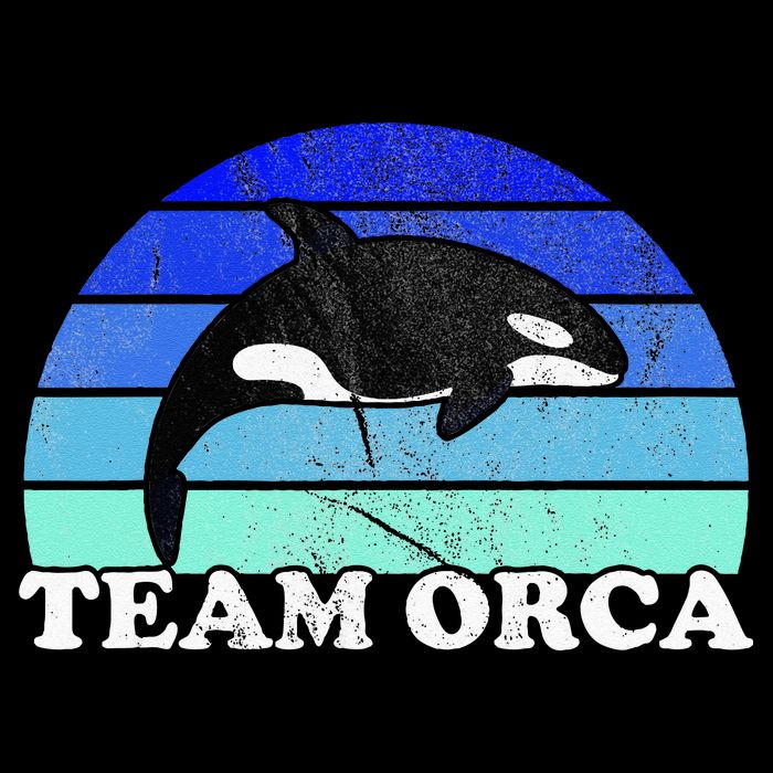 Team Orca Whale Orcas Sea Ocean Retro Sunset Bucket Hat