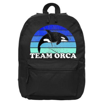 Team Orca Whale Orcas Sea Ocean Retro Sunset 16 in Basic Backpack