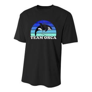 Team Orca Whale Orcas Sea Ocean Retro Sunset Youth Performance Sprint T-Shirt