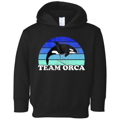 Team Orca Whale Orcas Sea Ocean Retro Sunset Toddler Hoodie