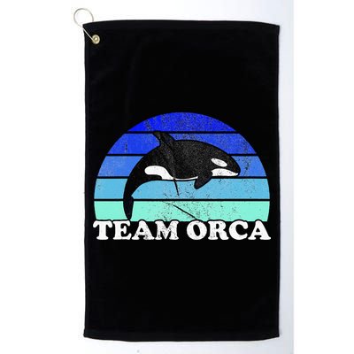 Team Orca Whale Orcas Sea Ocean Retro Sunset Golf Towel