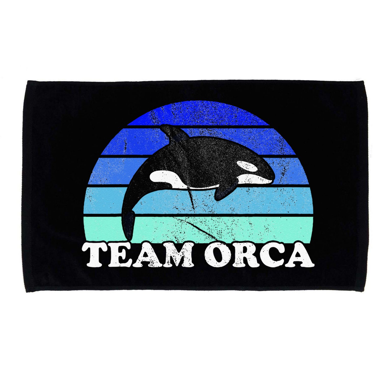 Team Orca Whale Orcas Sea Ocean Retro Sunset Microfiber Hand Towel