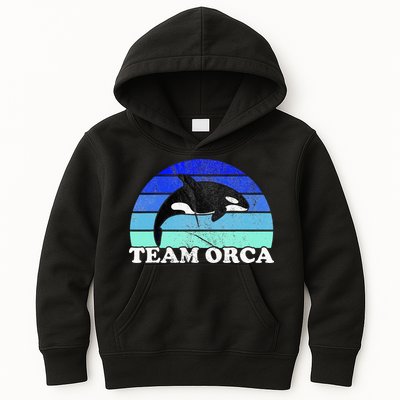Team Orca Whale Orcas Sea Ocean Retro Sunset Kids Hoodie