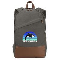 Team Orca Whale Orcas Sea Ocean Retro Sunset Cotton Canvas Backpack