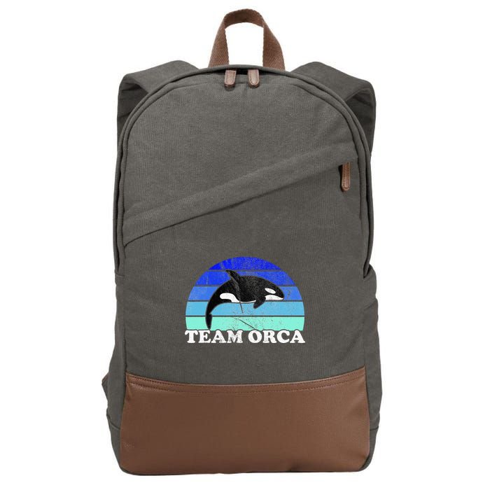 Team Orca Whale Orcas Sea Ocean Retro Sunset Cotton Canvas Backpack