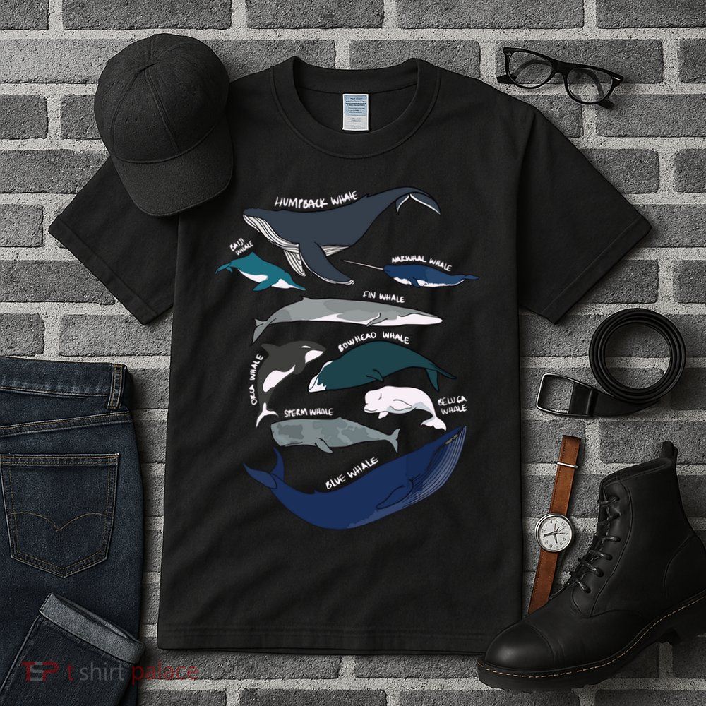 Types Of Whales Cute Ocean Mammals Guide Tall T-Shirt