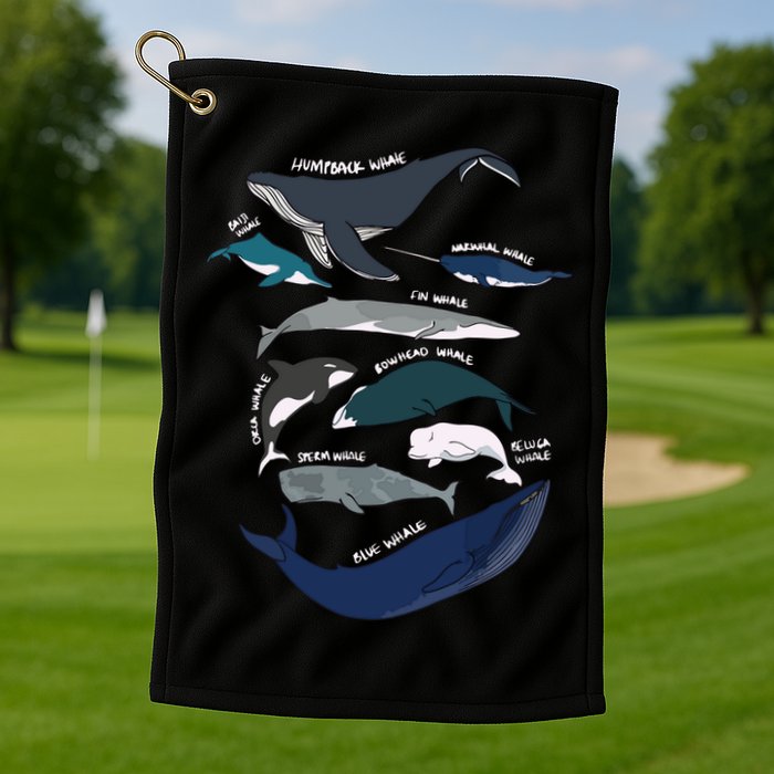 Types Of Whales Cute Ocean Mammals Guide Golf Towel