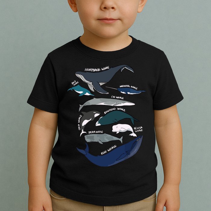 Types Of Whales Cute Ocean Mammals Guide Toddler T-Shirt