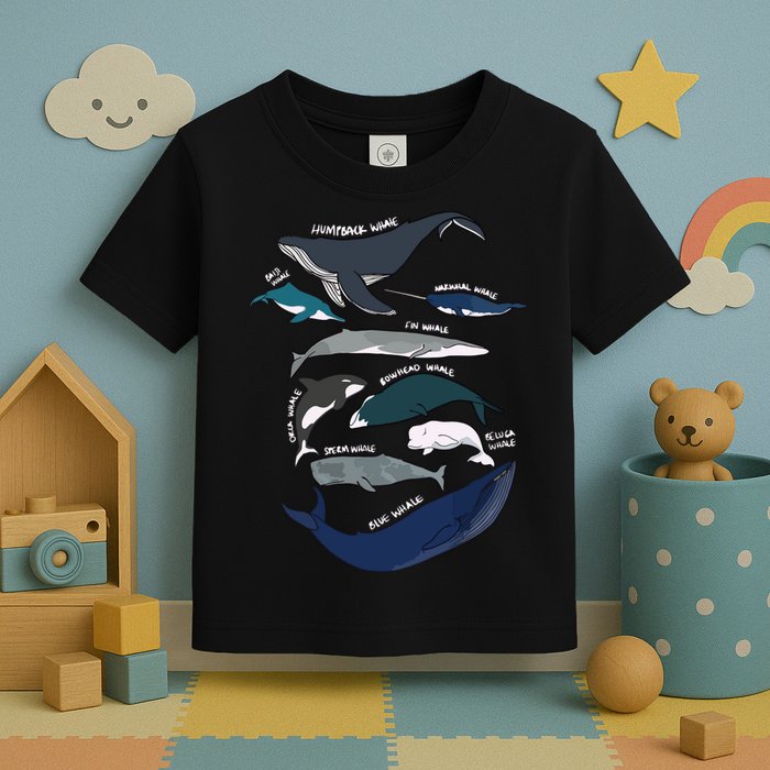 Types Of Whales Cute Ocean Mammals Guide Toddler T-Shirt