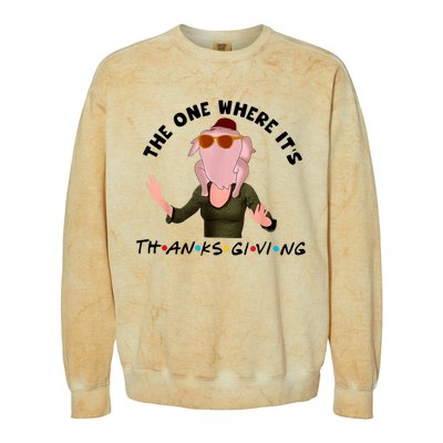 The One Where It's Thanksgiving Friends Monica Turkey Head Colorblast Crewneck Sweatshirt