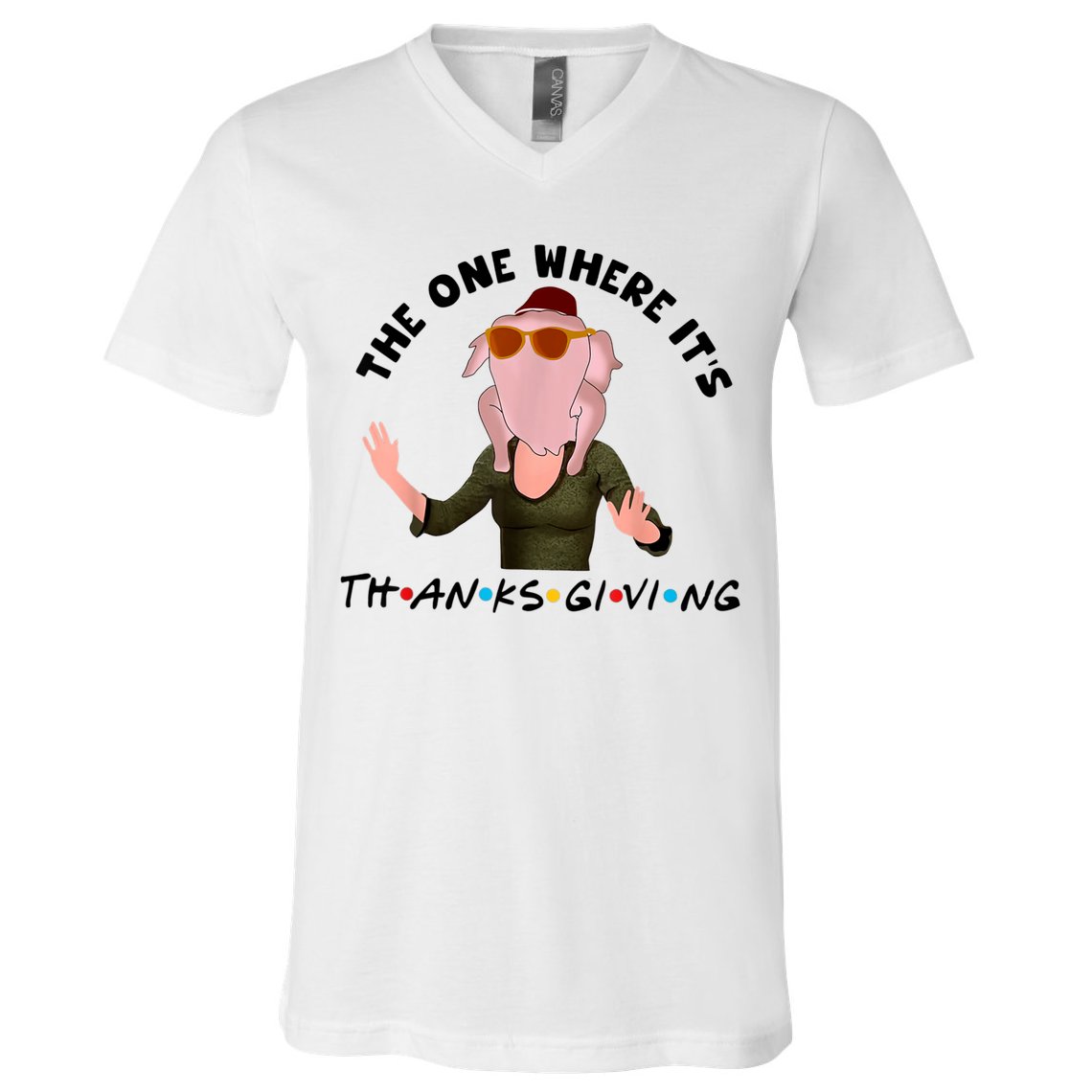 The One Where It's Thanksgiving Friends Monica Turkey Head V-Neck T-Shirt