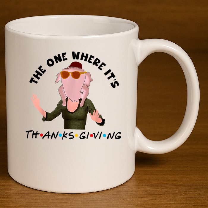 The One Where It's Thanksgiving Friends Monica Turkey Head 11oz C Handle Ceramic Mug