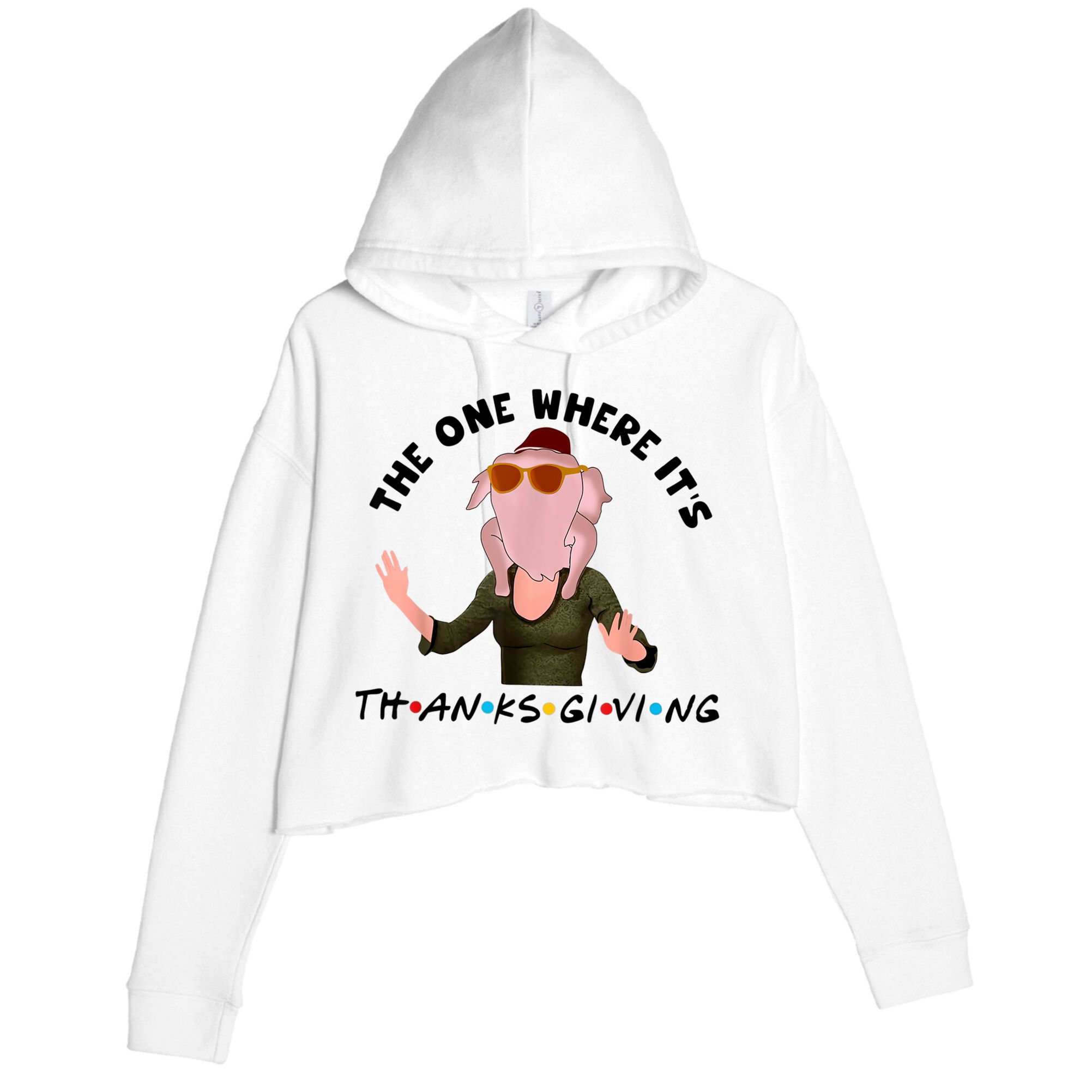 The One Where It's Thanksgiving Friends Monica Turkey Head Crop Fleece Hoodie