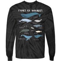 Types Of Whales Cute Ocean Mammals Guide Tie-Dye Long Sleeve Shirt