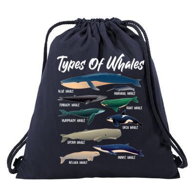 Types Of Whales Drawstring Bag