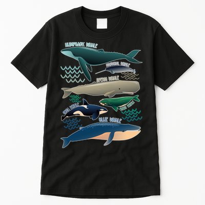 Types Of Whales Save The Whales Tall T-Shirt