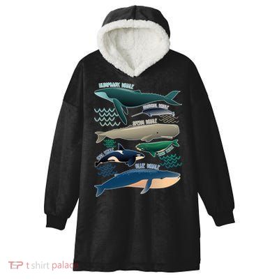 Types Of Whales Save The Whales Hooded Wearable Blanket