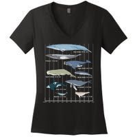 Types Of Whales Huge Whale Women's V-Neck T-Shirt