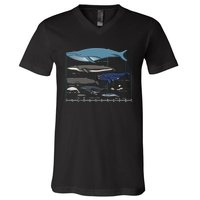 Types Of Whales Huge Whale V-Neck T-Shirt