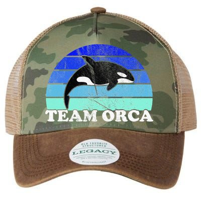 Team Orca Whale Orcas Sea Ocean Retro Sunset Legacy Tie Dye Trucker Hat