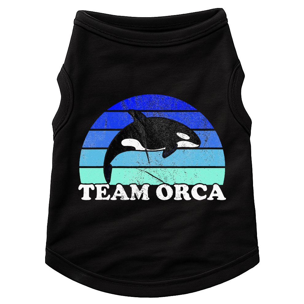 Team Orca Whale Orcas Sea Ocean Retro Sunset Doggie Tank