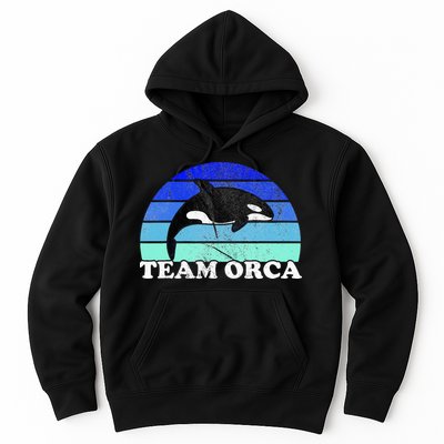 Team Orca Whale Orcas Sea Ocean Retro Sunset Hoodie