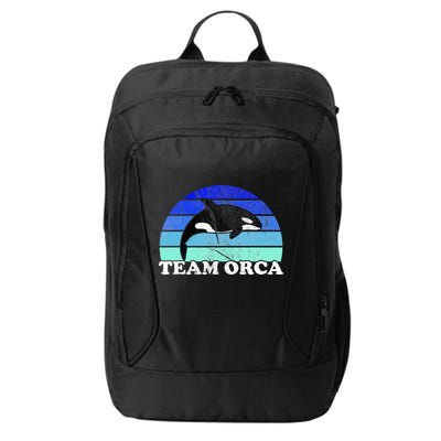 Team Orca Whale Orcas Sea Ocean Retro Sunset City Backpack