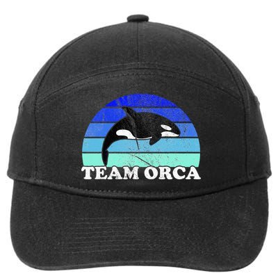 Team Orca Whale Orcas Sea Ocean Retro Sunset 7-Panel Snapback Hat