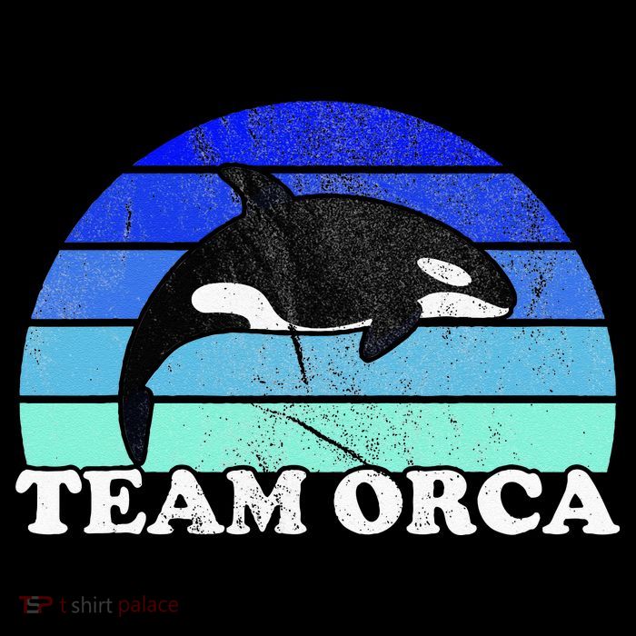 Team Orca Whale Orcas Sea Ocean Retro Sunset Drawstring Bag