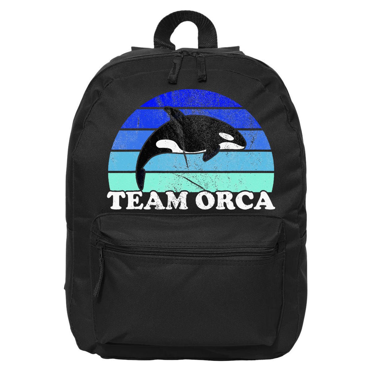 Team Orca Whale Orcas Sea Ocean Retro Sunset 16 in Basic Backpack