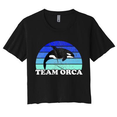 Team Orca Whale Orcas Sea Ocean Retro Sunset Crop Top