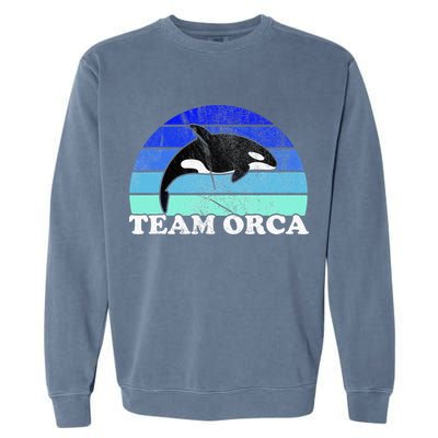 Team Orca Whale Orcas Sea Ocean Retro Sunset Garment-Dyed Sweatshirt