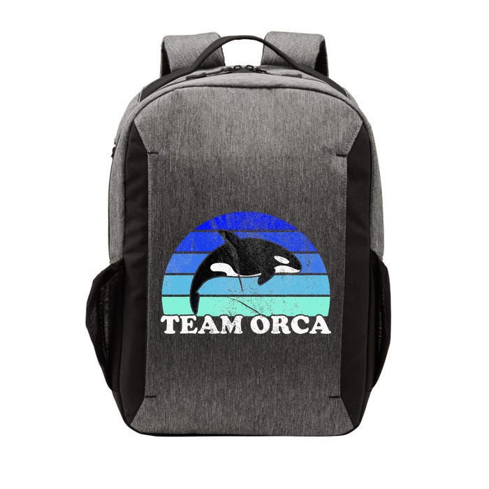 Team Orca Whale Orcas Sea Ocean Retro Sunset Vector Backpack