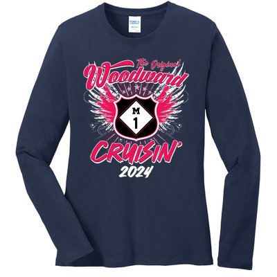 The Original Woodward Ave M1 Cruisin Wings Ladies Long Sleeve Shirt