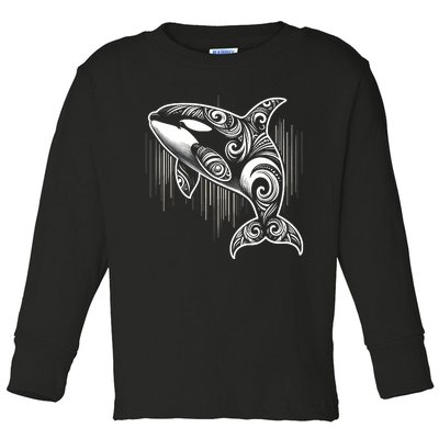 Tribal Orca | (Xs 6xl+) | Graphic Toddler Long Sleeve Shirt