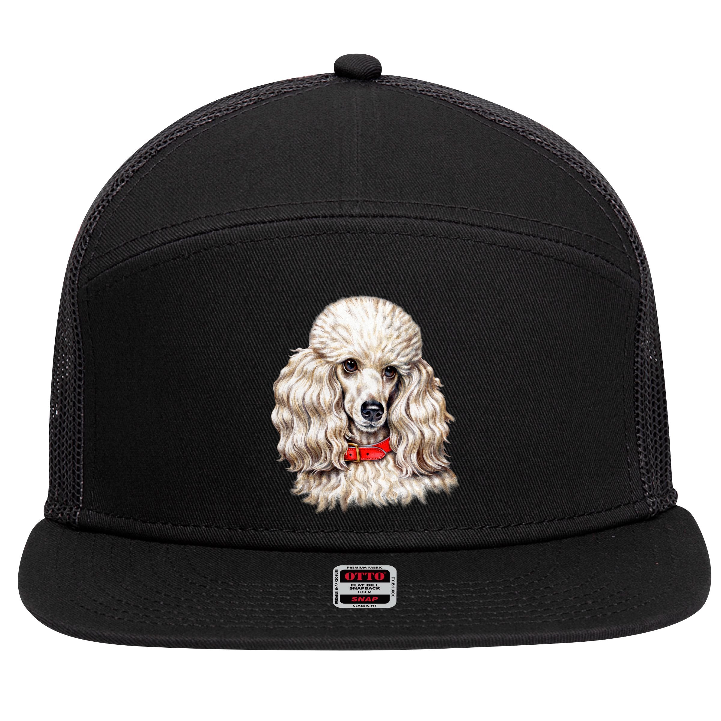 Toy Poodle 7 Panel Mesh Trucker Snapback Hat