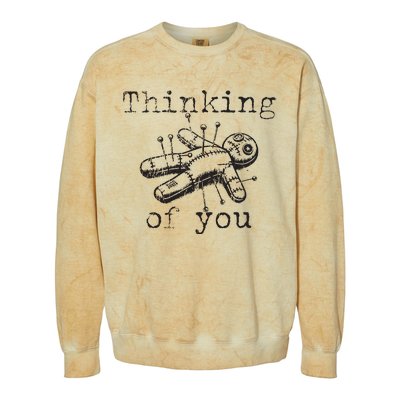 Thinking Of You Funny Vintage Voodoo Doll Colorblast Crewneck Sweatshirt