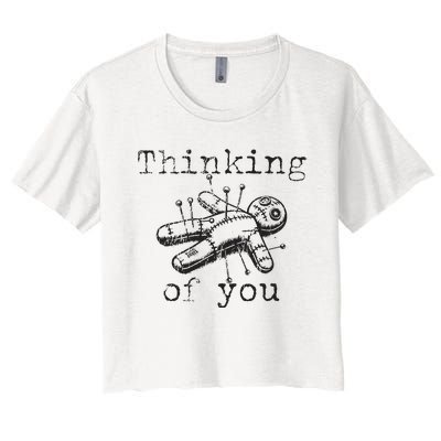 Thinking Of You Funny Vintage Voodoo Doll Women's Crop Top Tee