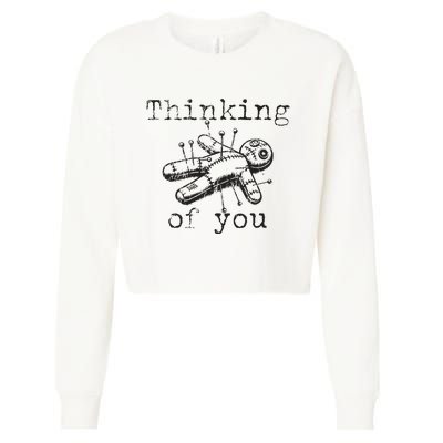 Thinking Of You Funny Vintage Voodoo Doll Cropped Pullover Crew