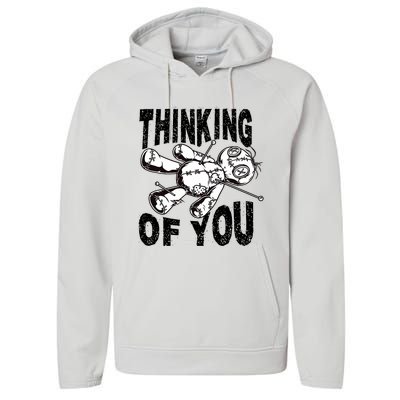 Thinking Of You Voodoo Doll Funny Halloween 2024 Performance Fleece Hoodie