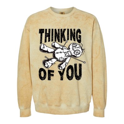 Thinking Of You Voodoo Doll Funny Halloween 2024 Colorblast Crewneck Sweatshirt