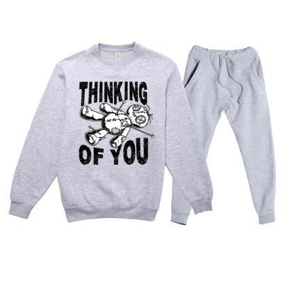 Thinking Of You Voodoo Doll Funny Halloween 2024 Premium Crewneck Sweatsuit Set