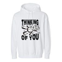 Thinking Of You Voodoo Doll Funny Halloween 2024 Garment-Dyed Fleece Hoodie