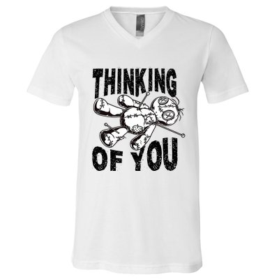 Thinking Of You Voodoo Doll Funny Halloween 2024 V-Neck T-Shirt