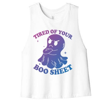 Tired Of Your Boo Sheet Funny Ghost Last Minute Halloween Gift Women's Racerback Cropped Tank