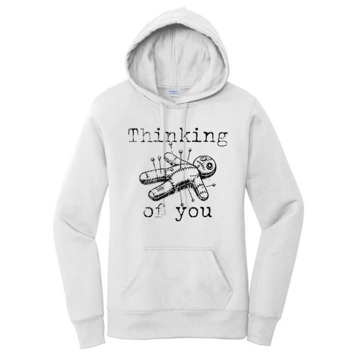 Thinking Of You Funny Vintage Voodoo Doll Gift Women's Pullover Hoodie