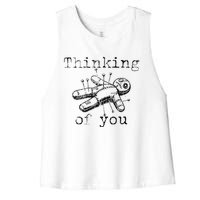 Thinking Of You Funny Vintage Voodoo Doll Gift Women's Racerback Cropped Tank